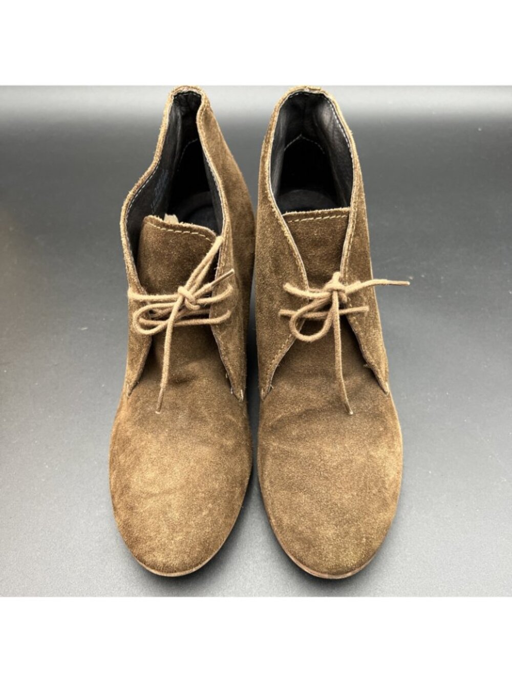 MADEWELL 1937 Lace Up Womens 7.5 Suede Heels Booties Shoes Brown Italy - Picture 4 of 16